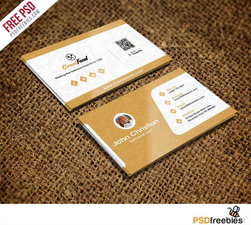 Restaurant Chef Business Card Template Free Psd | Psd Print In Restaurant Business Cards Templates Free