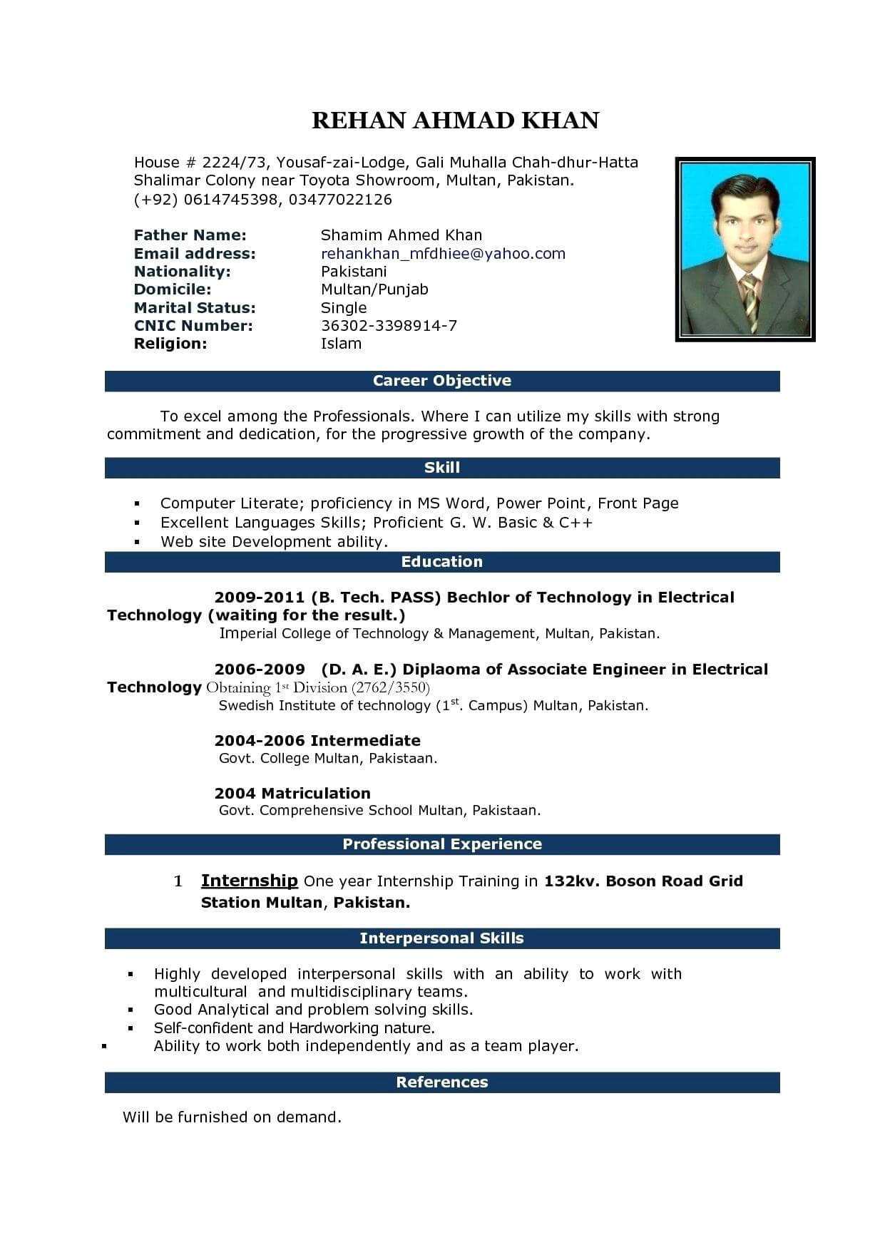 Resume: Resume Template On Microsoft Word 2010 In Resume Templates Word 2010