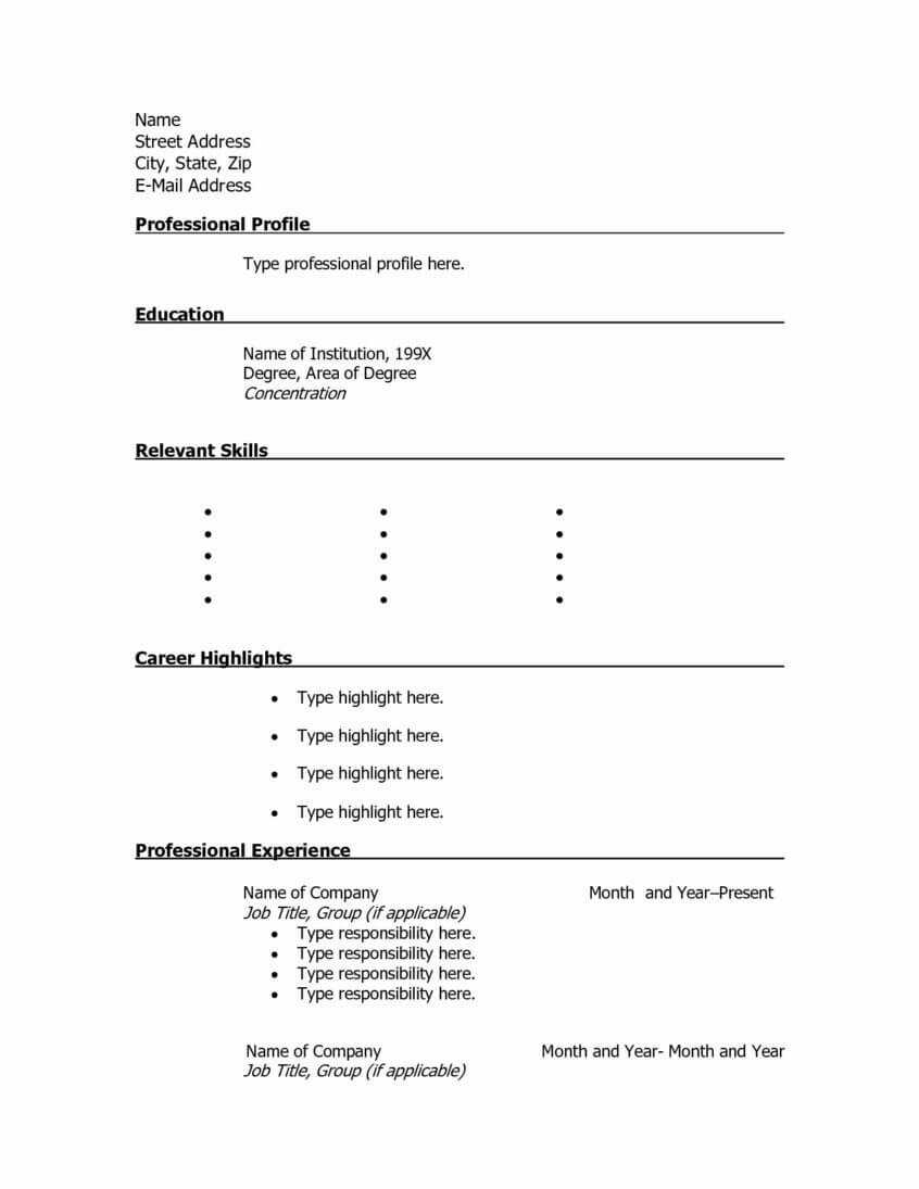 Resume Sample: Blank Resume Templates For Microsoft Word For Free Blank Resume Templates For Microsoft Word