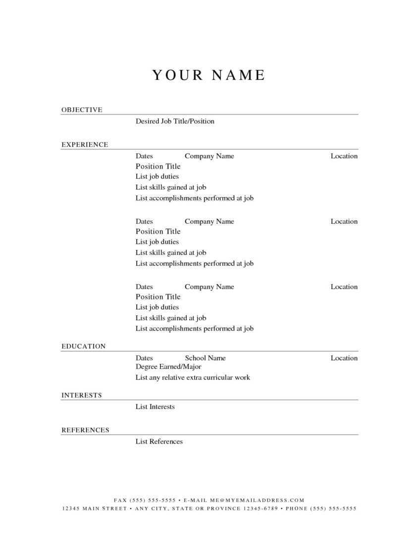 Resume Sample: Free Printable Resume Templates Blank Sample With Regard To Free Blank Cv Template Download