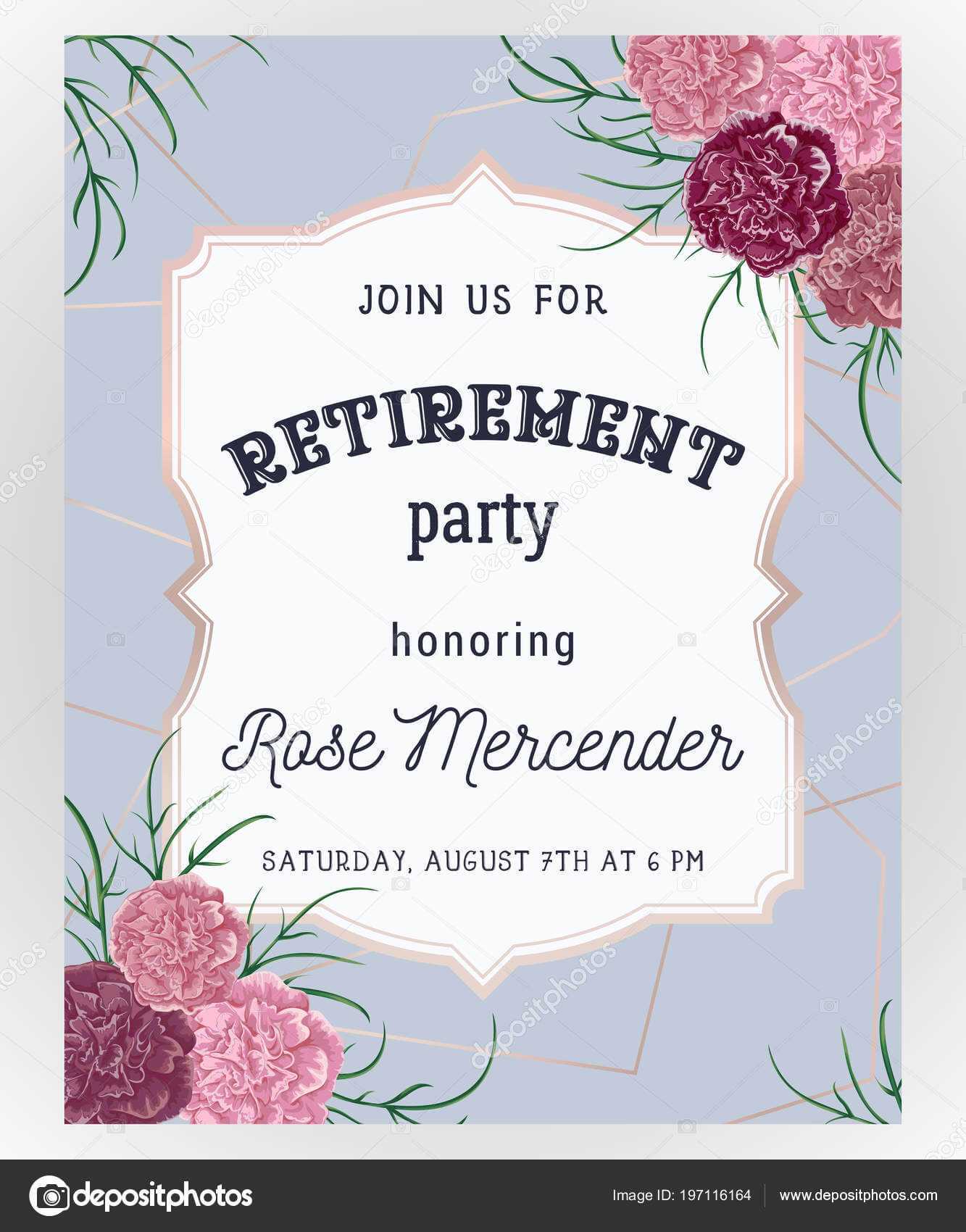 Retirement Party Invitation Design Template Rose Gold With Retirement Card Template