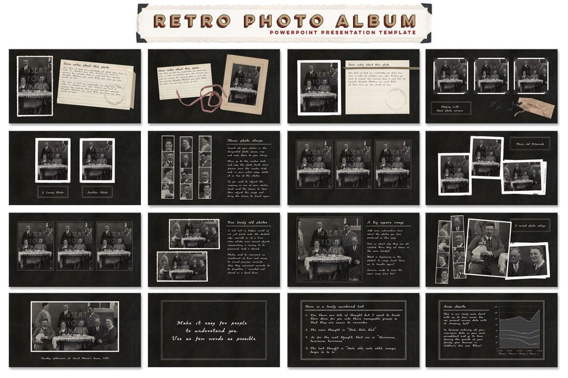Retro Photo Album Ppt Templateblixa 6 Studios On With Regard To Powerpoint Photo Album Template
