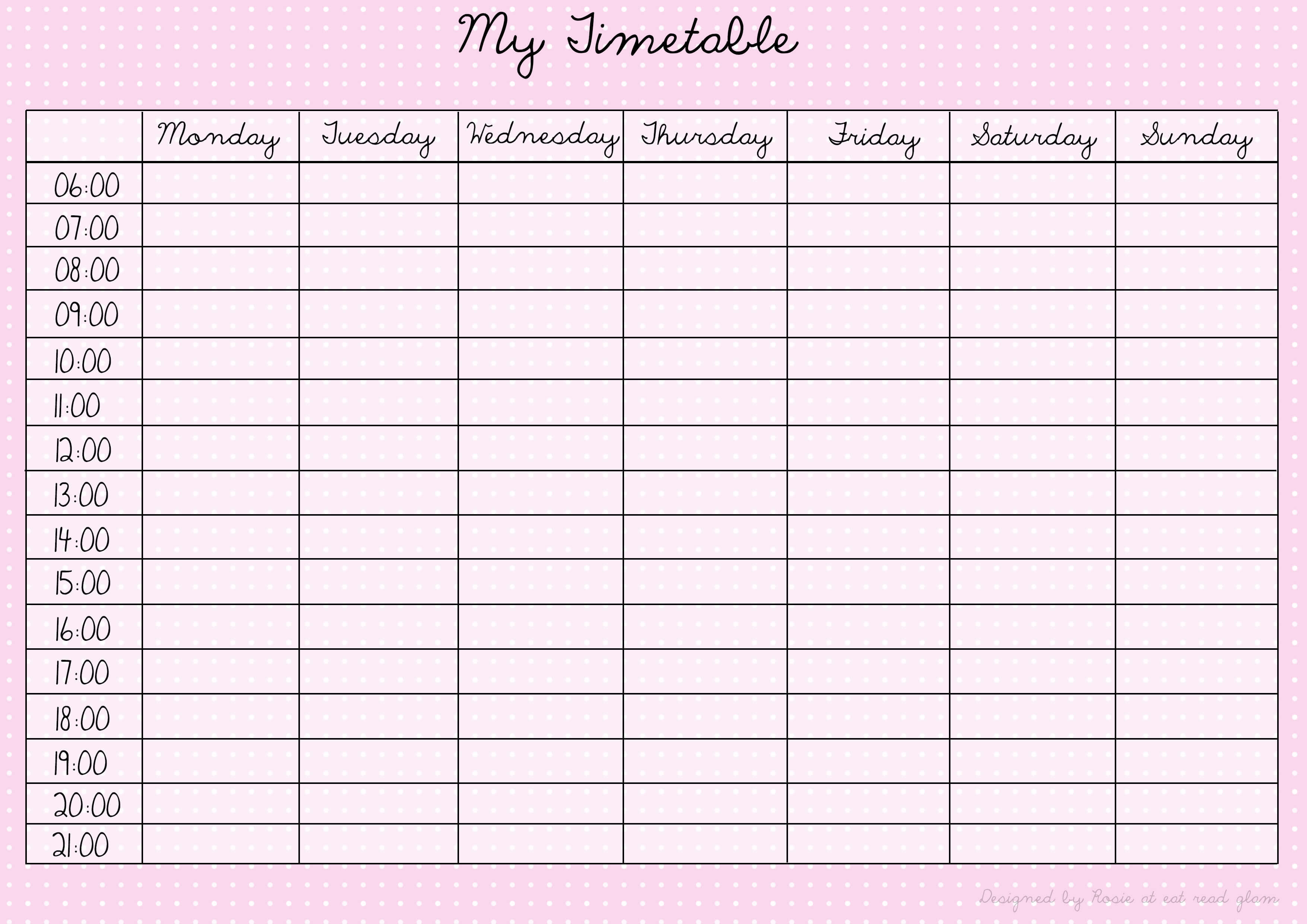 Revision Timetable Template Blank With Blank Revision Timetable Template