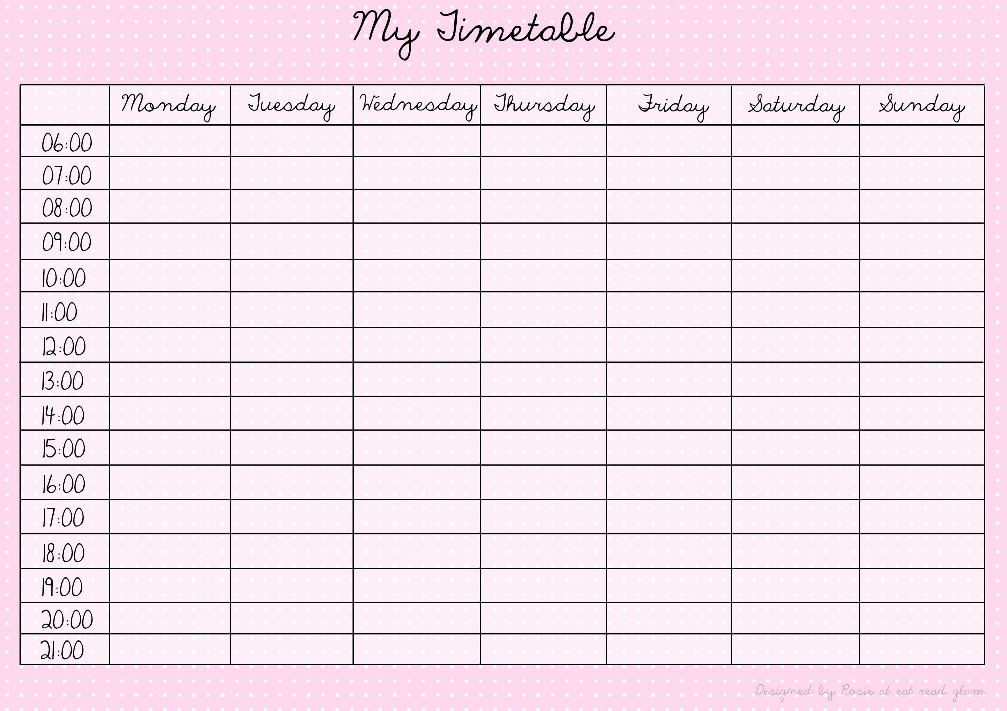 Revision Timetable Template Blank With Blank Revision Timetable Template