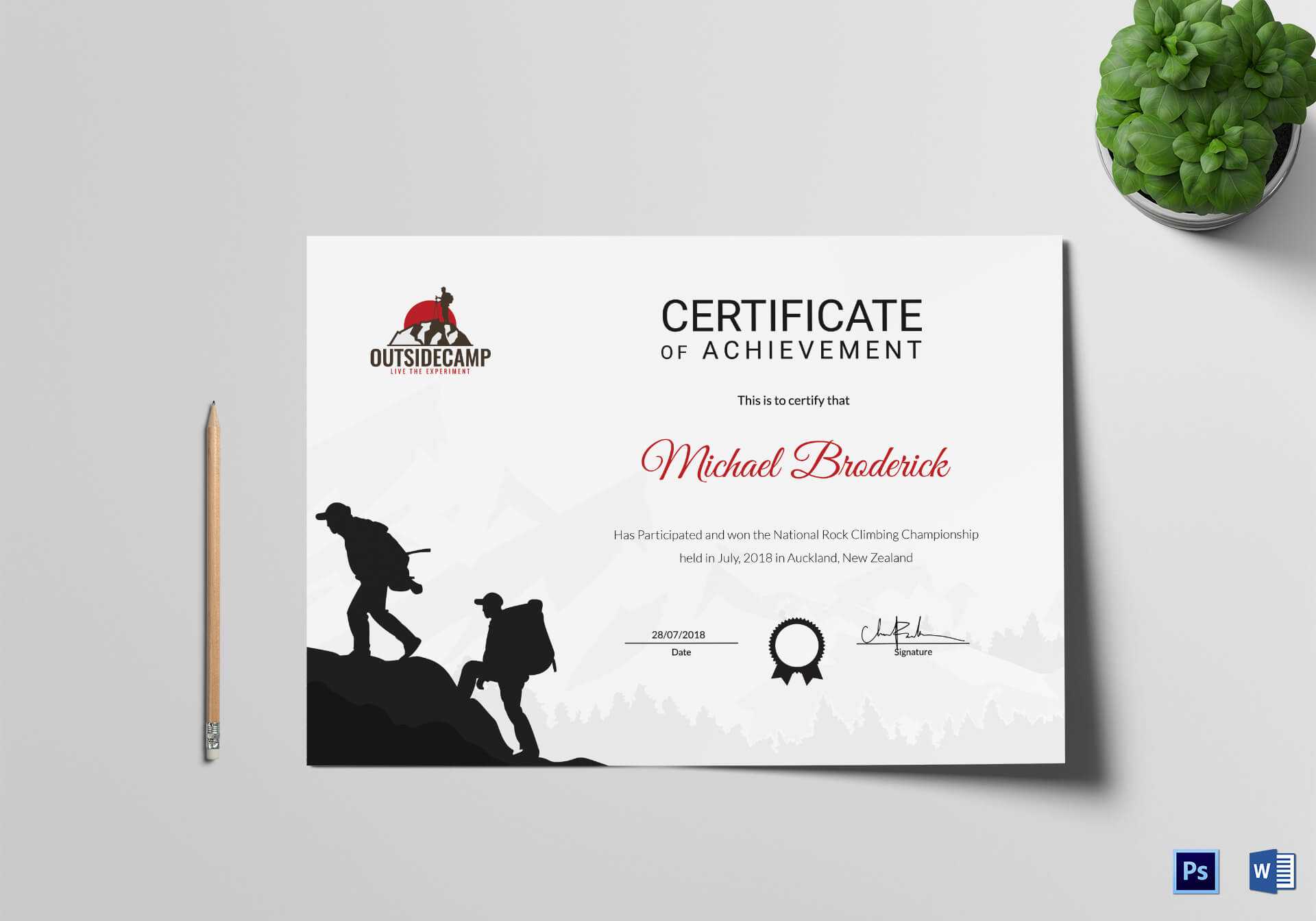 Rock Climbing Participation Certificate Template For Walking Certificate Templates