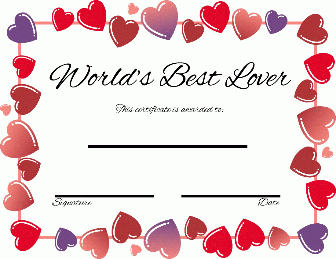 Romantic Printables | ? Romancefromtheheart For Love Certificate Templates