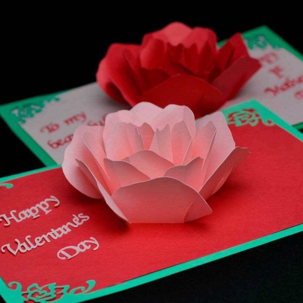 Rose Flower Pop Up Card Template | Pop Up Card Templates Regarding Diy Pop Up Cards Templates