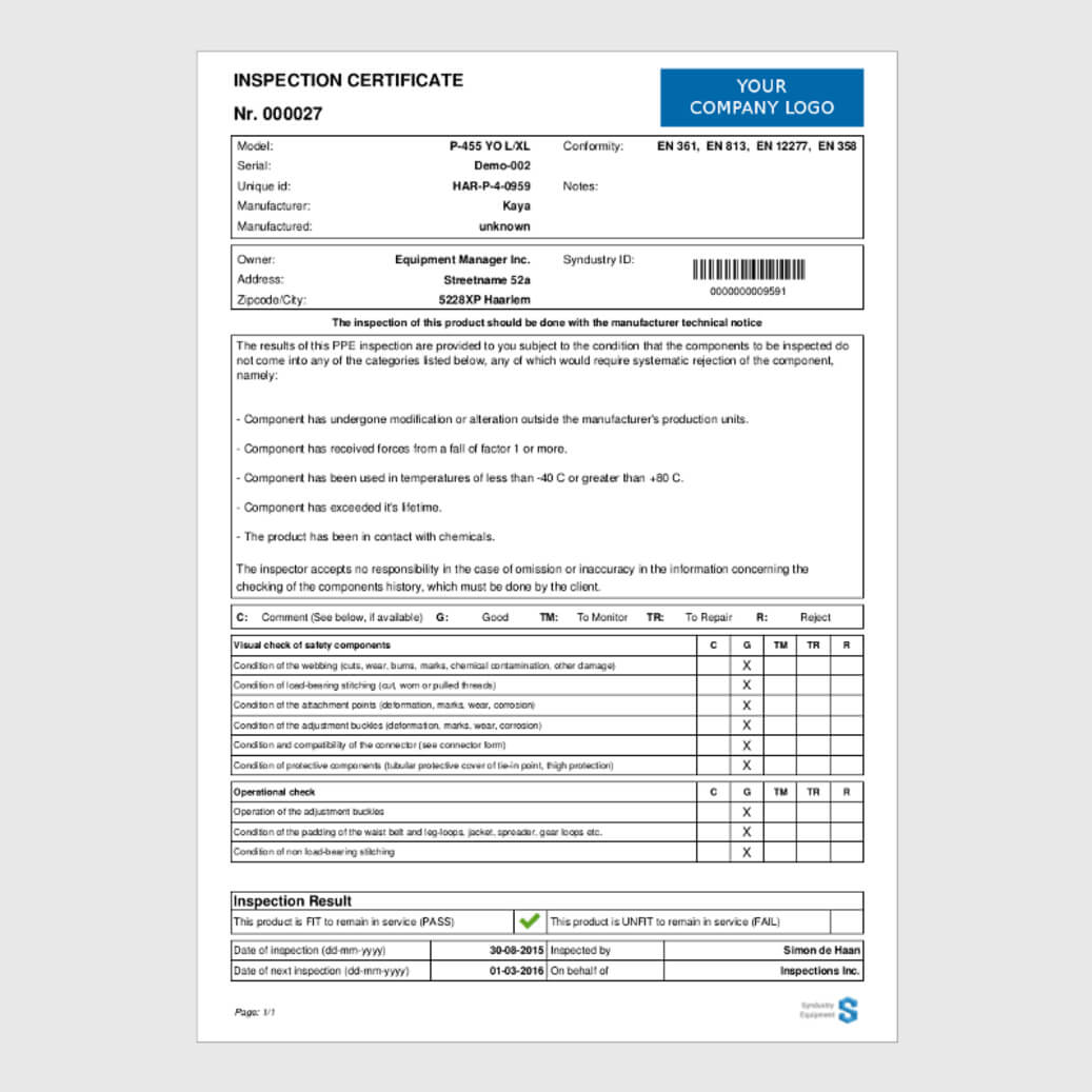 Safe Time Inspecting Equipment – Health And Safety International Inside Certificate Of Inspection Template