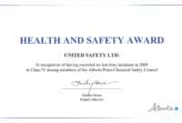 Safety Recognition Certificate Template - Atlantaauctionco for Safety Recognition Certificate Template