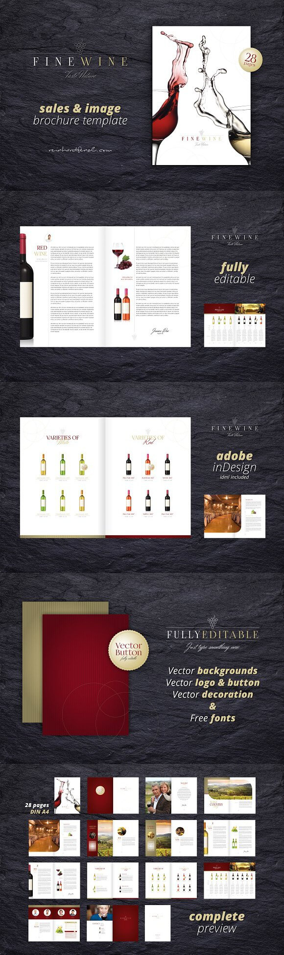 Sales & Image Brochure – Fine Wine. Brochure Templates Pertaining To Wine Brochure Template