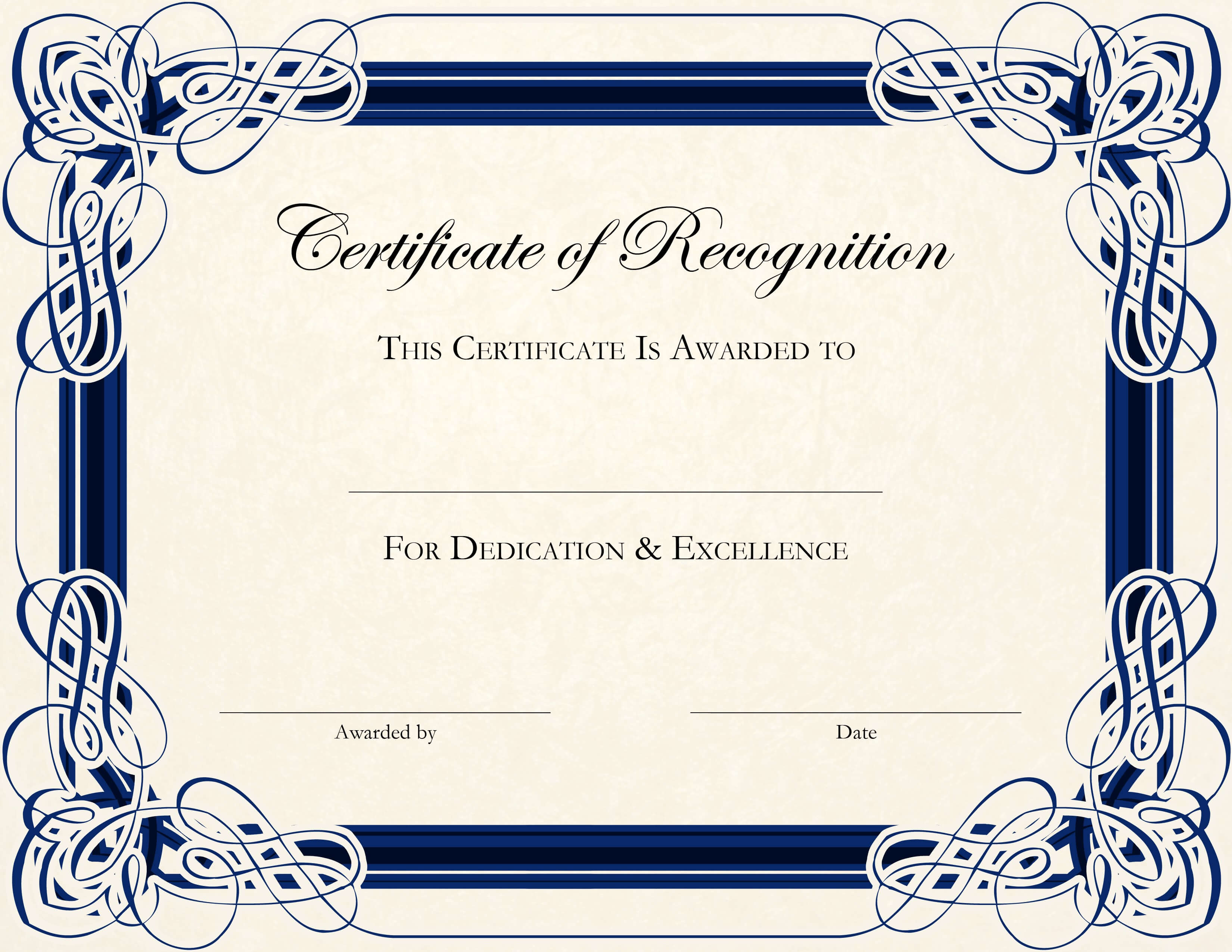 Sample Blank Certificate Of Recognition Best Award With Regard To Downloadable Certificate Templates For Microsoft Word