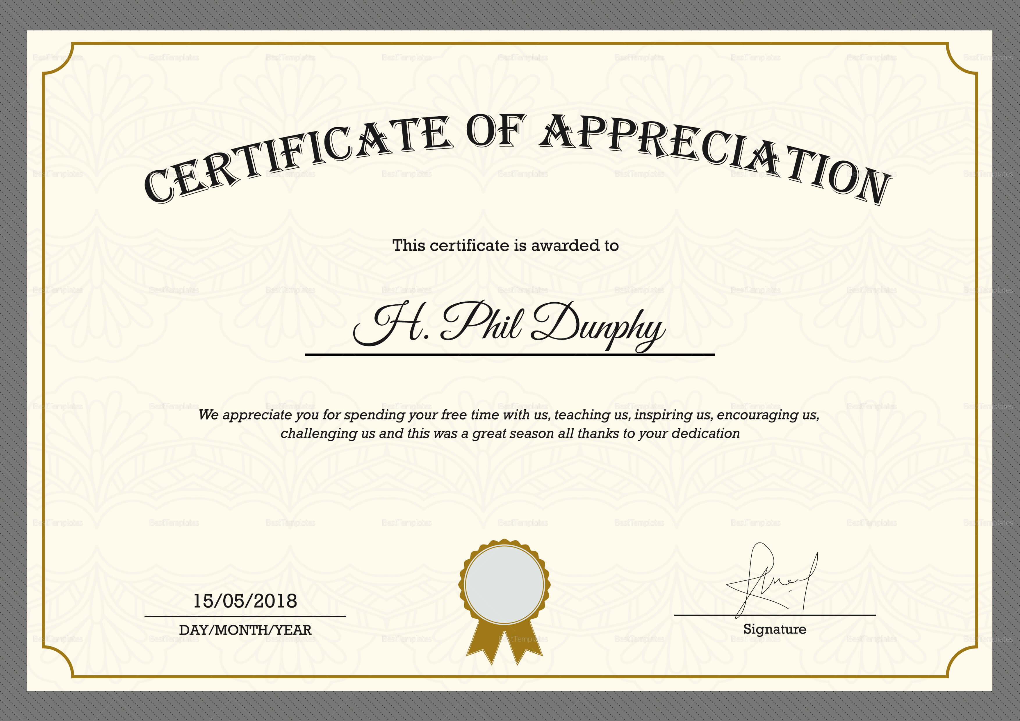 Sample Company Appreciation Certificate Template In Thanks Certificate Template