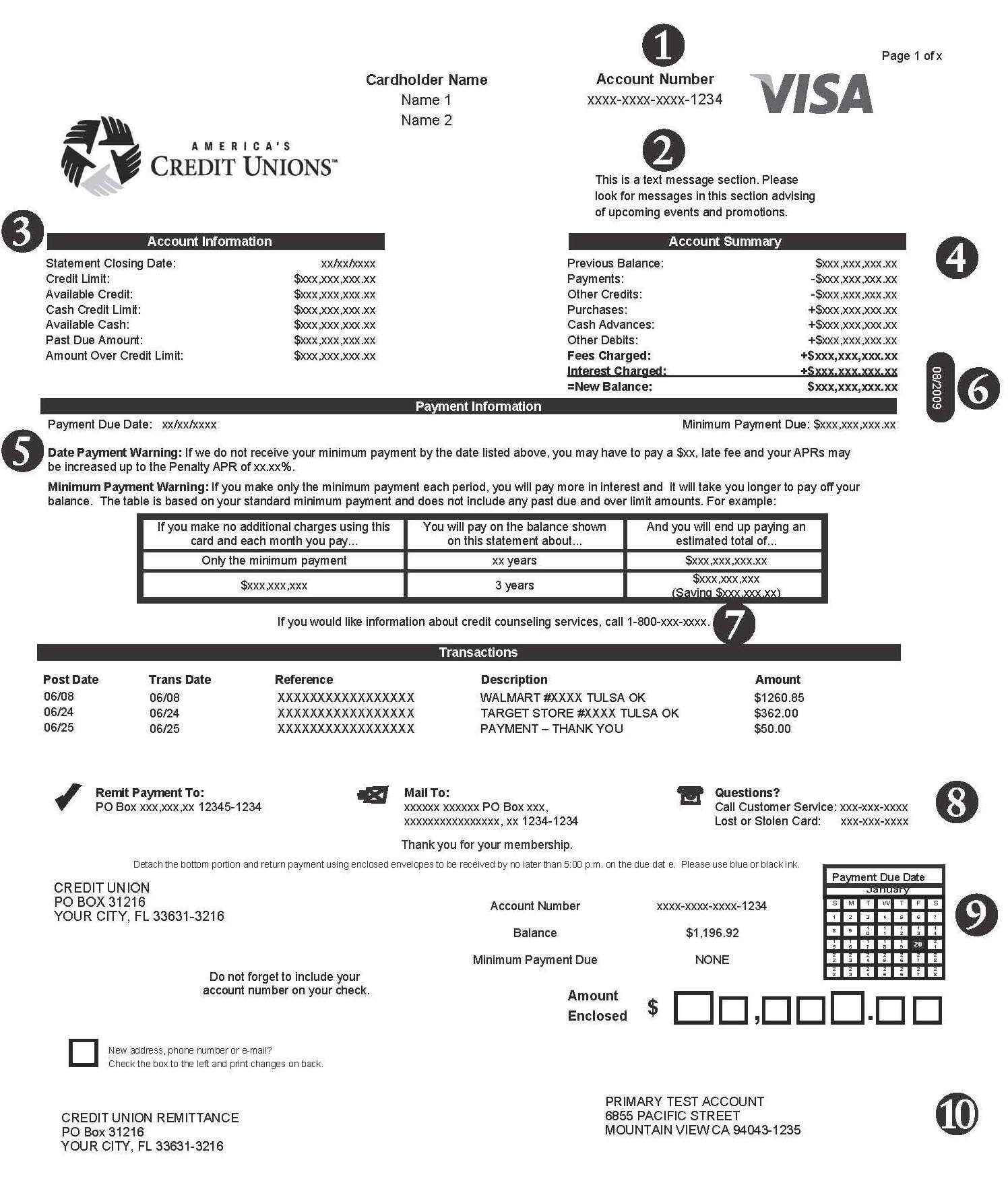 Sample Credit Card Statement Pdf And Credit Card Statement Throughout Credit Card Statement Template