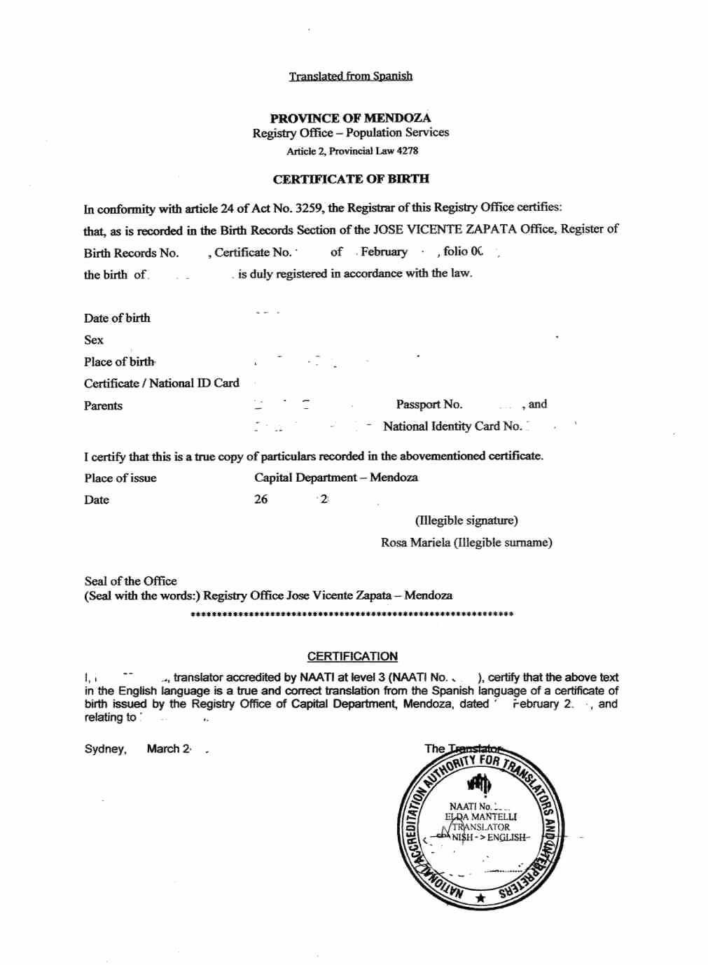 Sample Of Birth Certificate In Malaysia Best Translation In Birth Certificate Translation Template