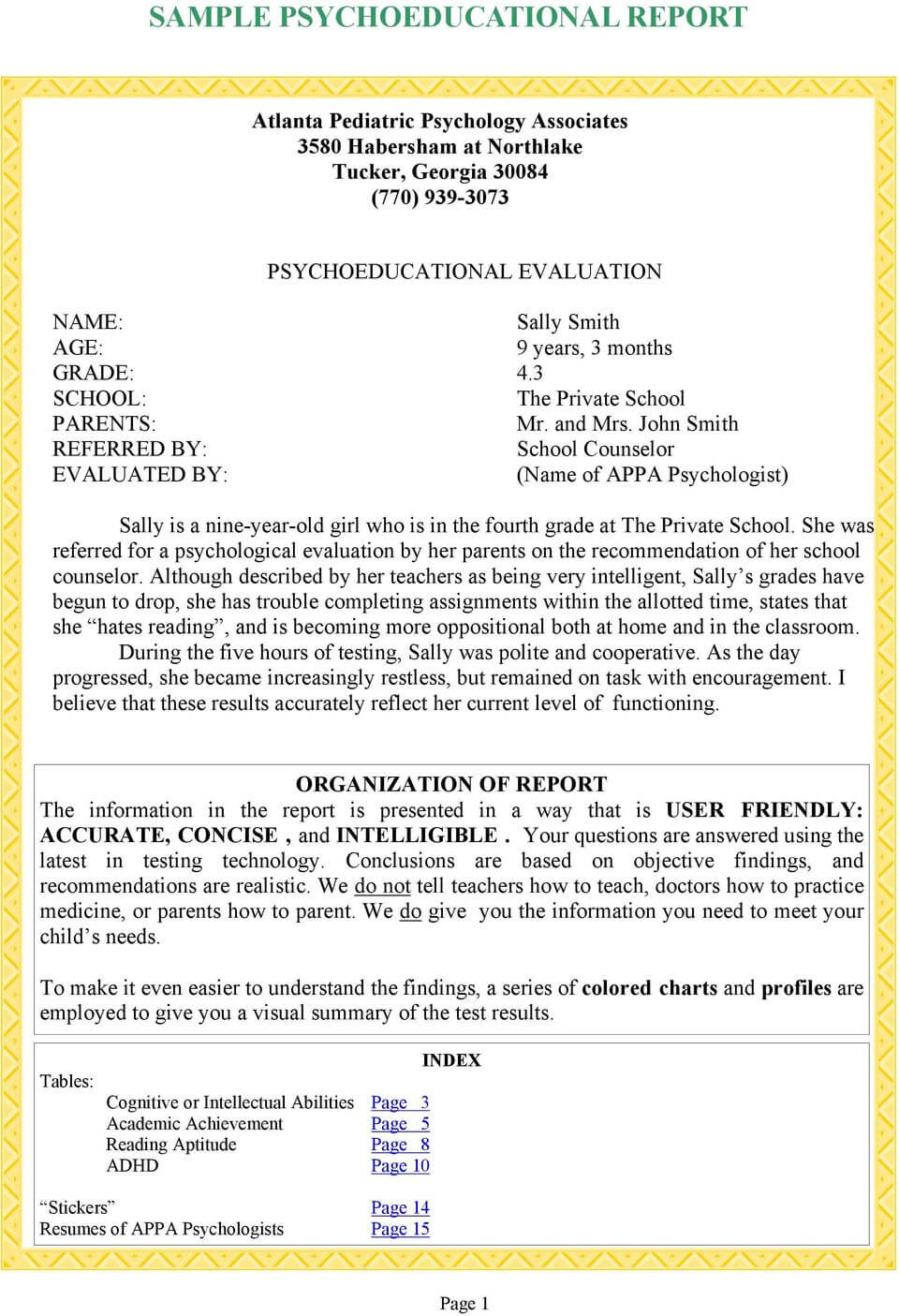 Sample Psychoeducational Report - Pdf Throughout Psychoeducational Report Template