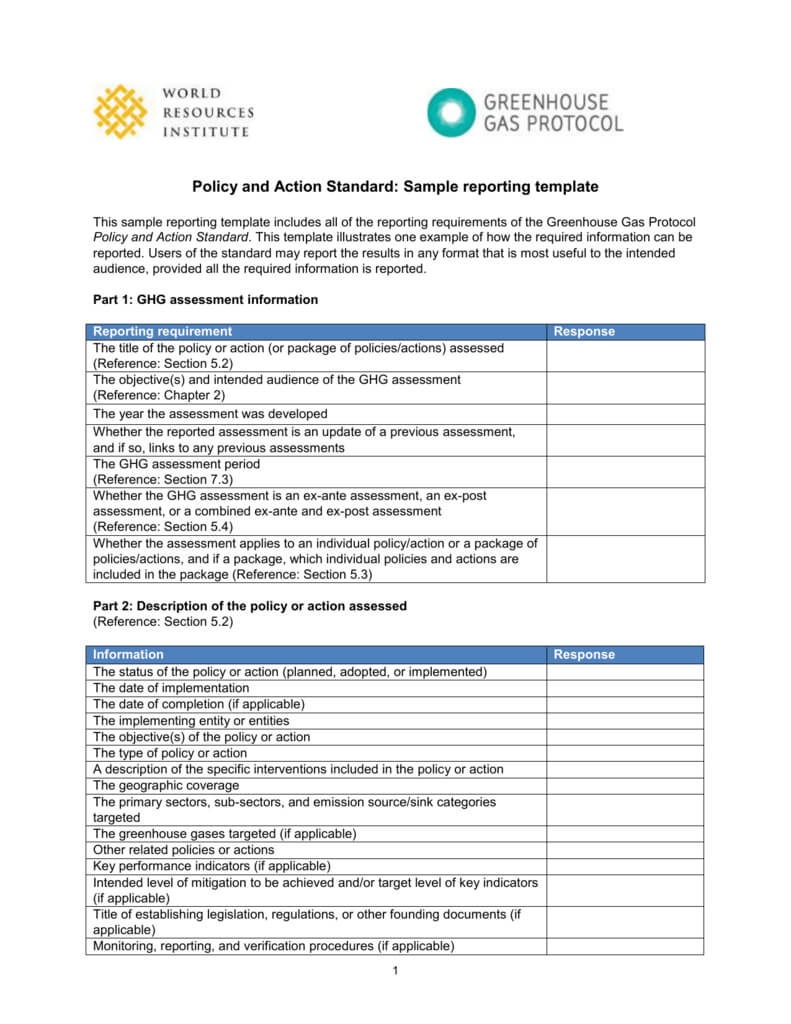 Sample Reporting Template Within Reporting Requirements Template