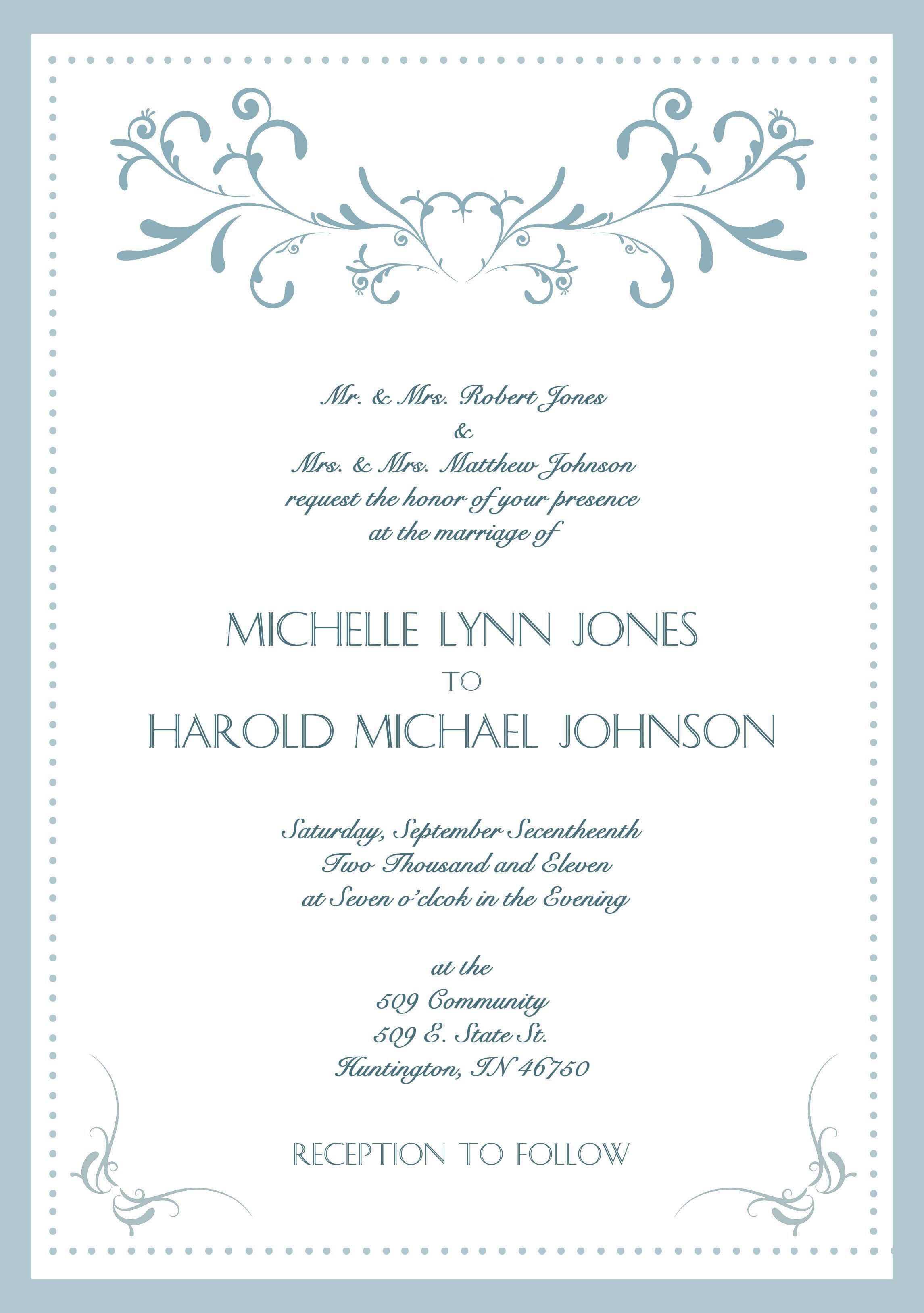 Sample Wedding Invitation Cards In English | Wedding In Sample Wedding Invitation Cards Templates