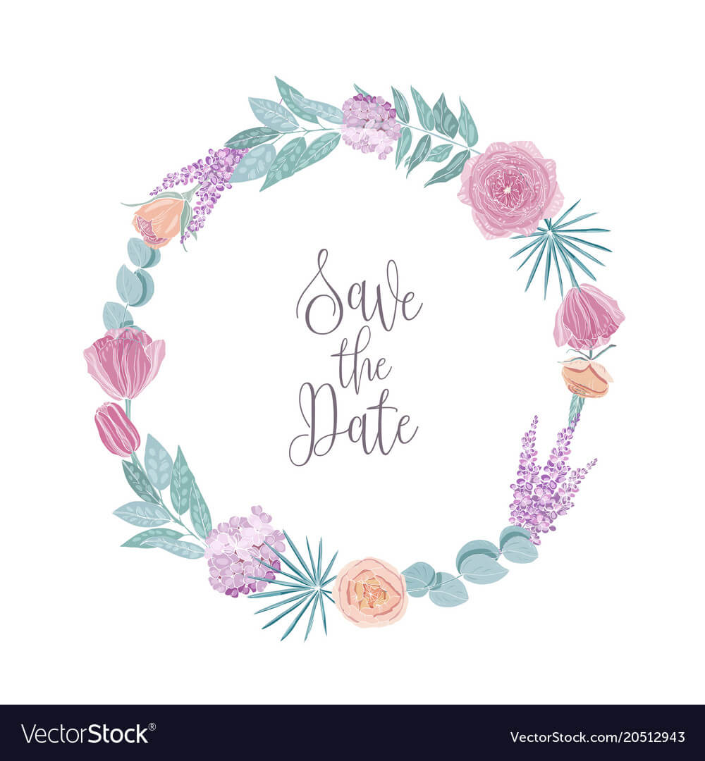 Save The Date Card Template Decorated With Round With Regard To Save The Date Cards Templates