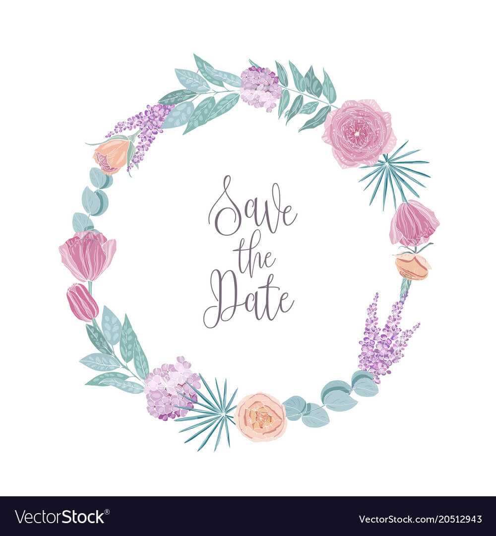 Save The Date Card Template Decorated With Round With Regard To Save The Date Cards Templates