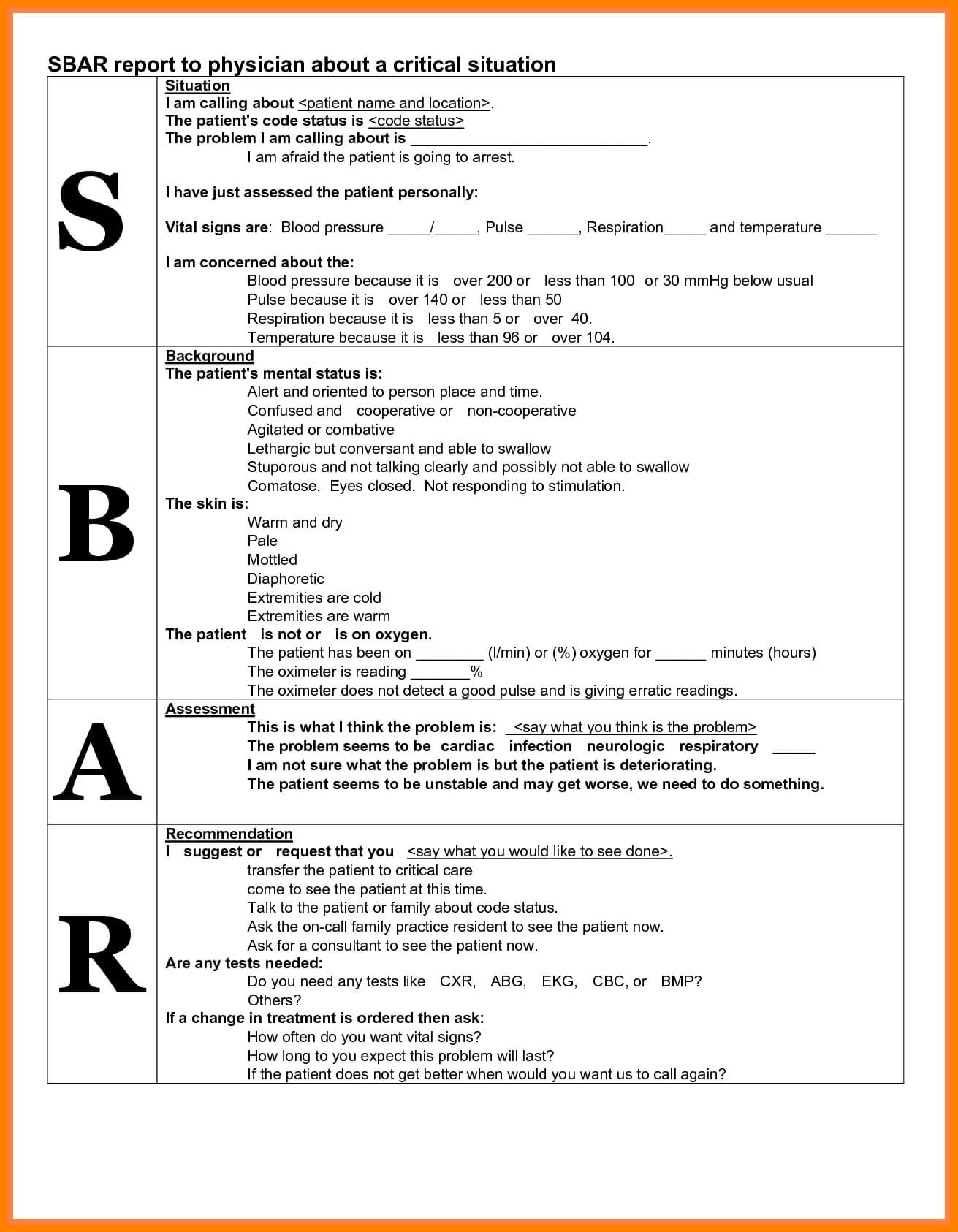 Sbar Format – Google Search | Nursing | Sbar, Sbar Nursing With Regard To Sbar Template Word