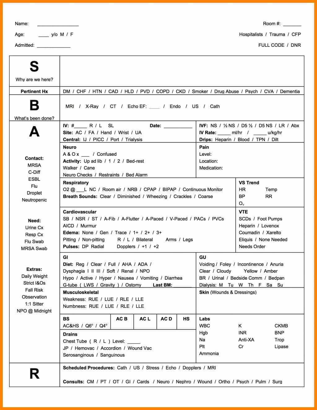 Sbar Nursing Template (6) | Payroll Slip Regarding Sbar Template Word