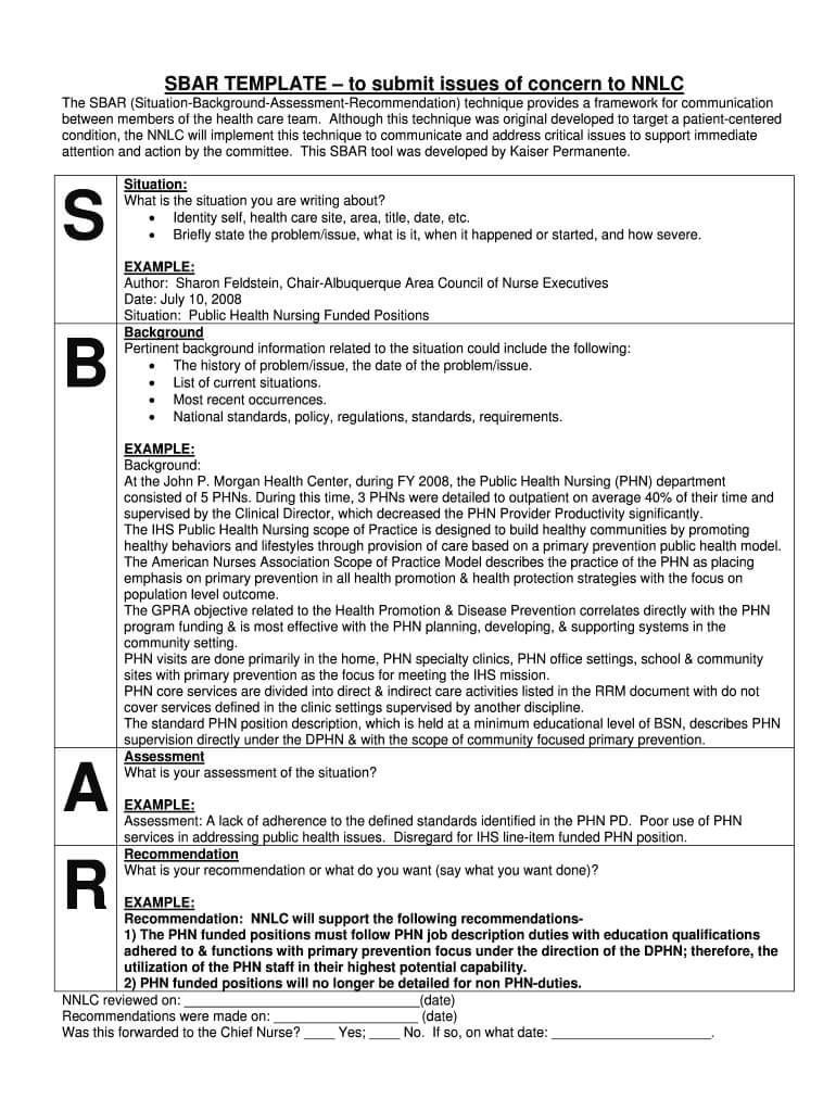 Sbar Template – Fill Online, Printable, Fillable, Blank Intended For Sbar Template Word