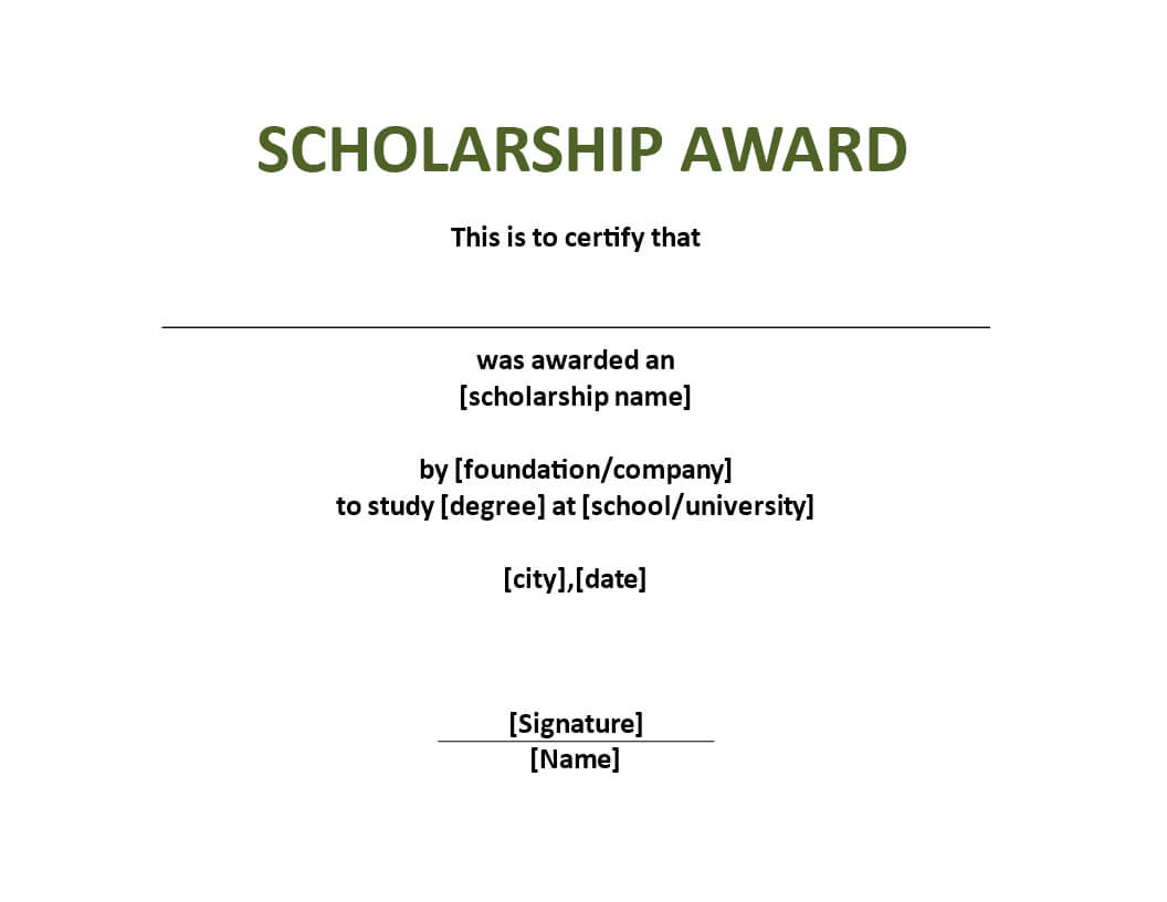 Scholarship Award Certificate Template | Templates At With Regard To Scholarship Certificate Template