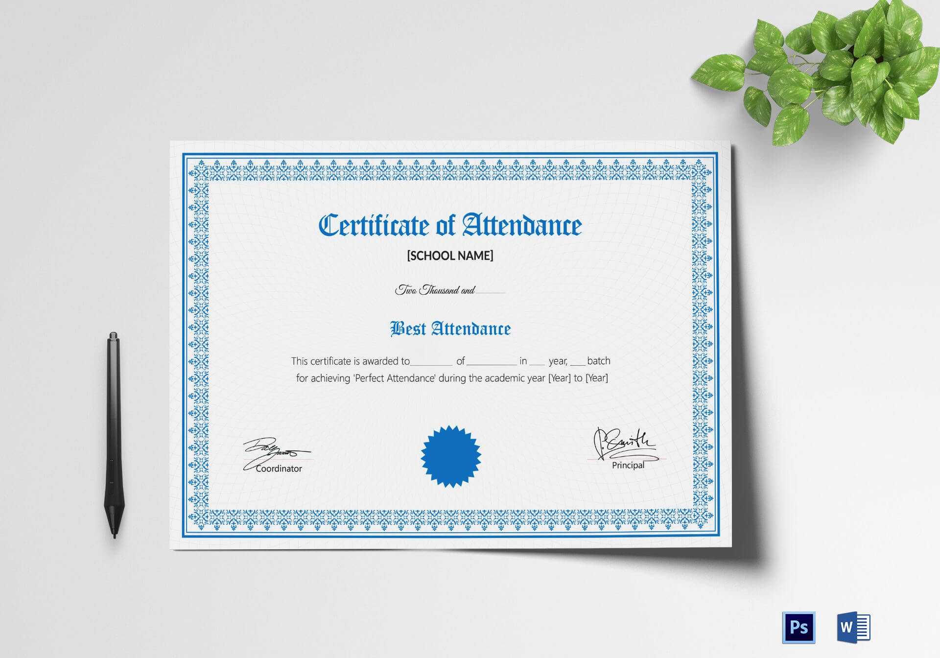 School Attendance Certificate Template With Mock Certificate Template