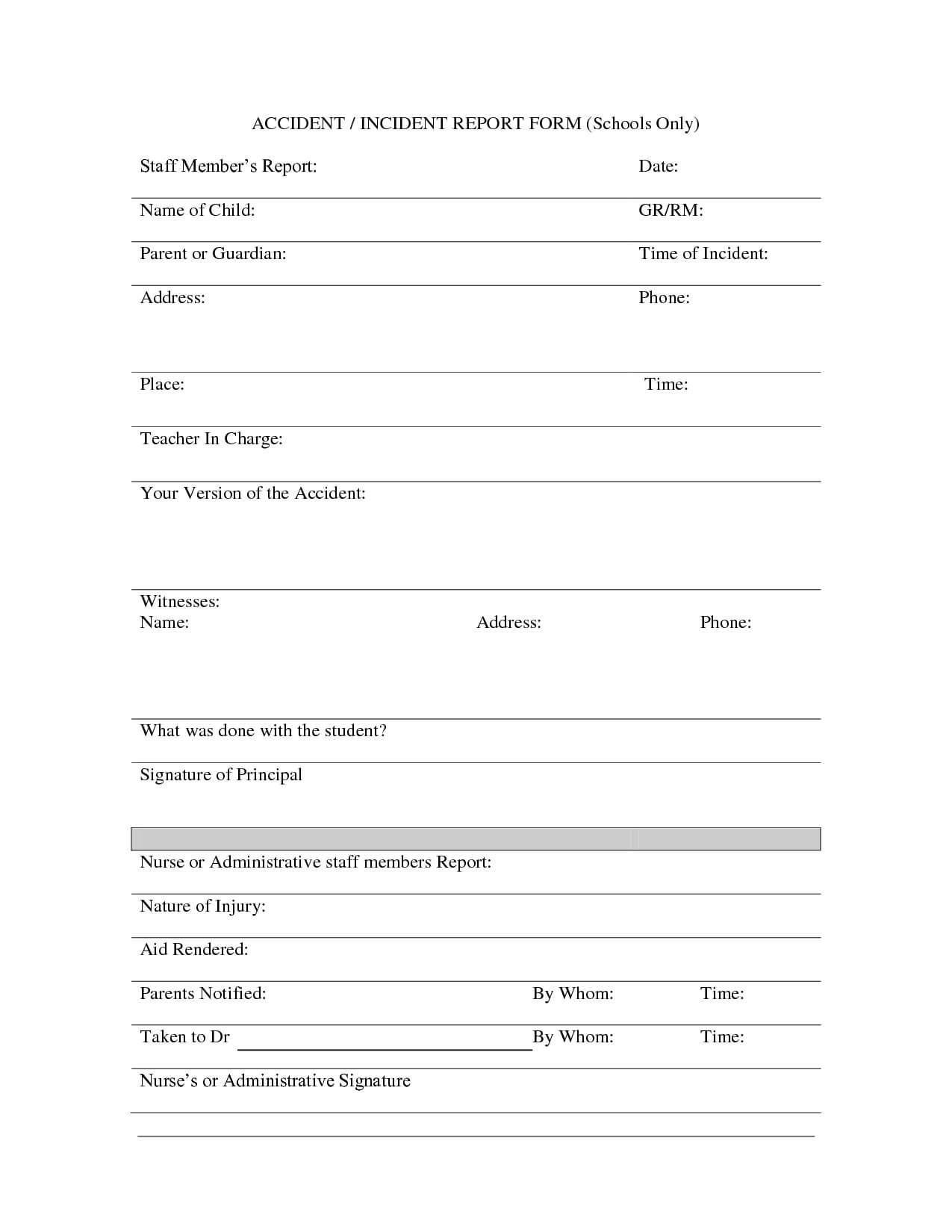 School Incident Report Form Sample – Yupar.magdalene Project With School Incident Report Template