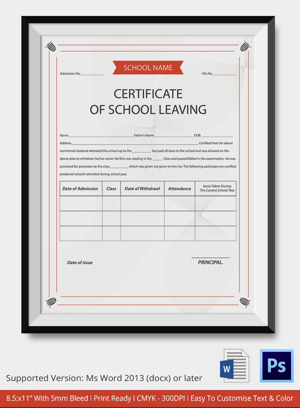 School Leaving Certificate Template | Certificate Templates For Classroom Certificates Templates