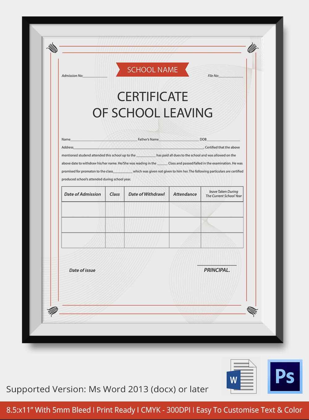 School Leaving Certificate Template | Certificate Templates For Classroom Certificates Templates