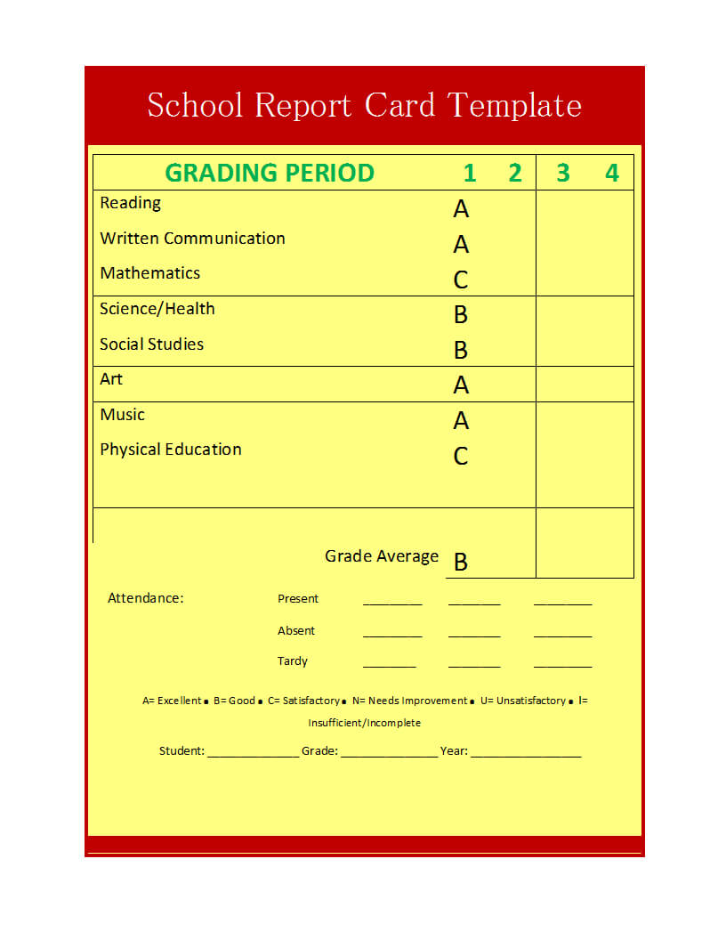 School Report Template Regarding Student Grade Report Template