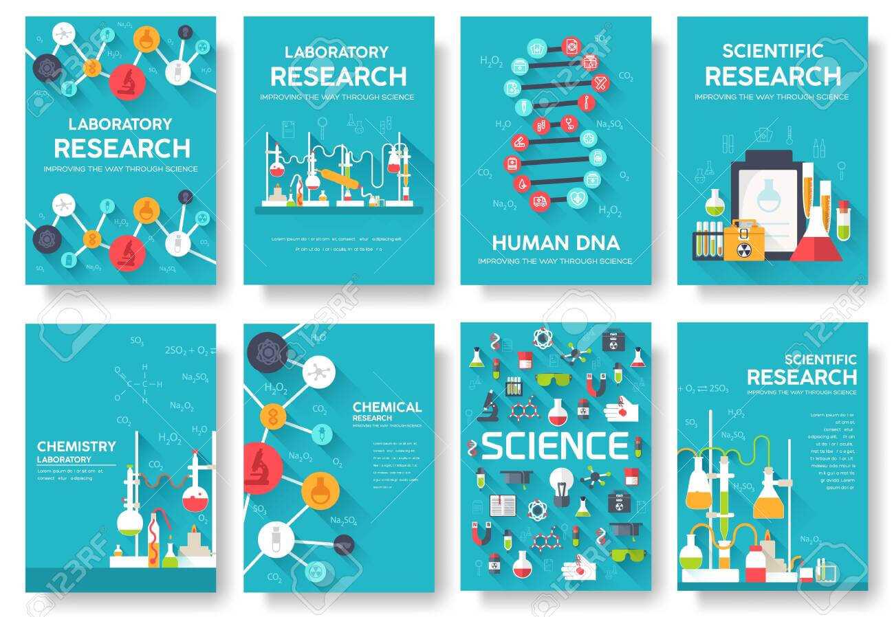 Science Information Cards Set. Laboratory Template Of Flyear,.. For Science Fair Banner Template