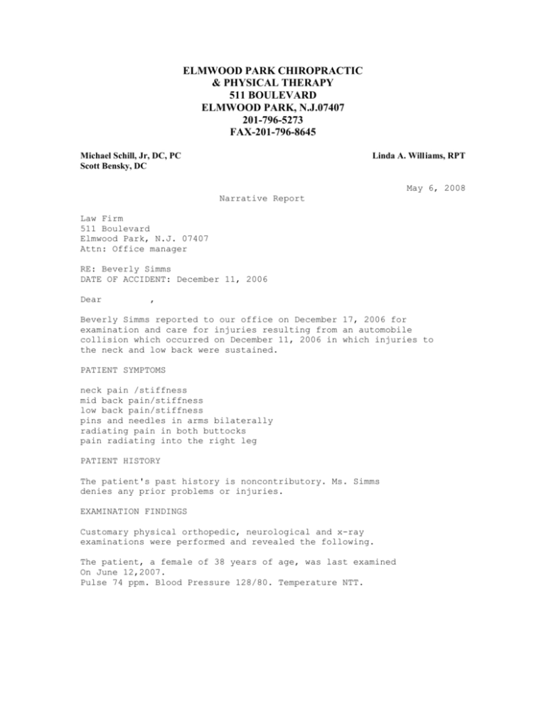 Chiropractic X Ray Report Template
