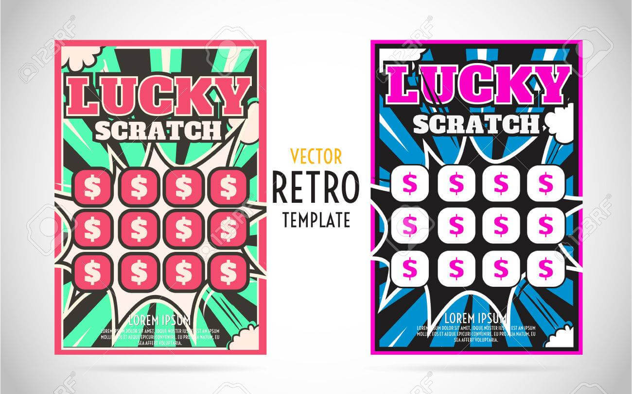 Scratch Off Lottery Card Or Ticket. Vector Color Design Template Intended For Scratch Off Card Templates