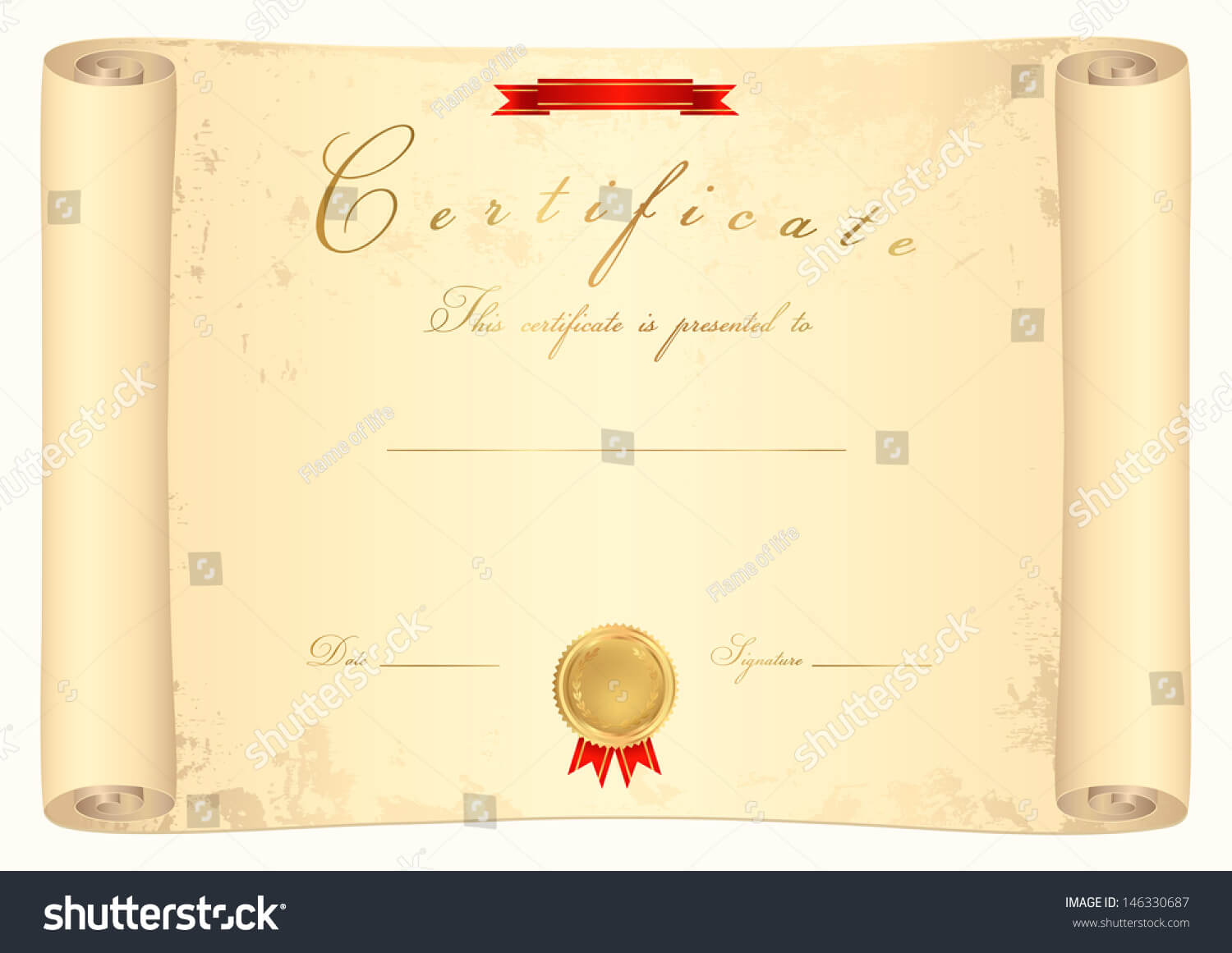 Scroll Certificate Completion Template Sample Background Inside Certificate Scroll Template
