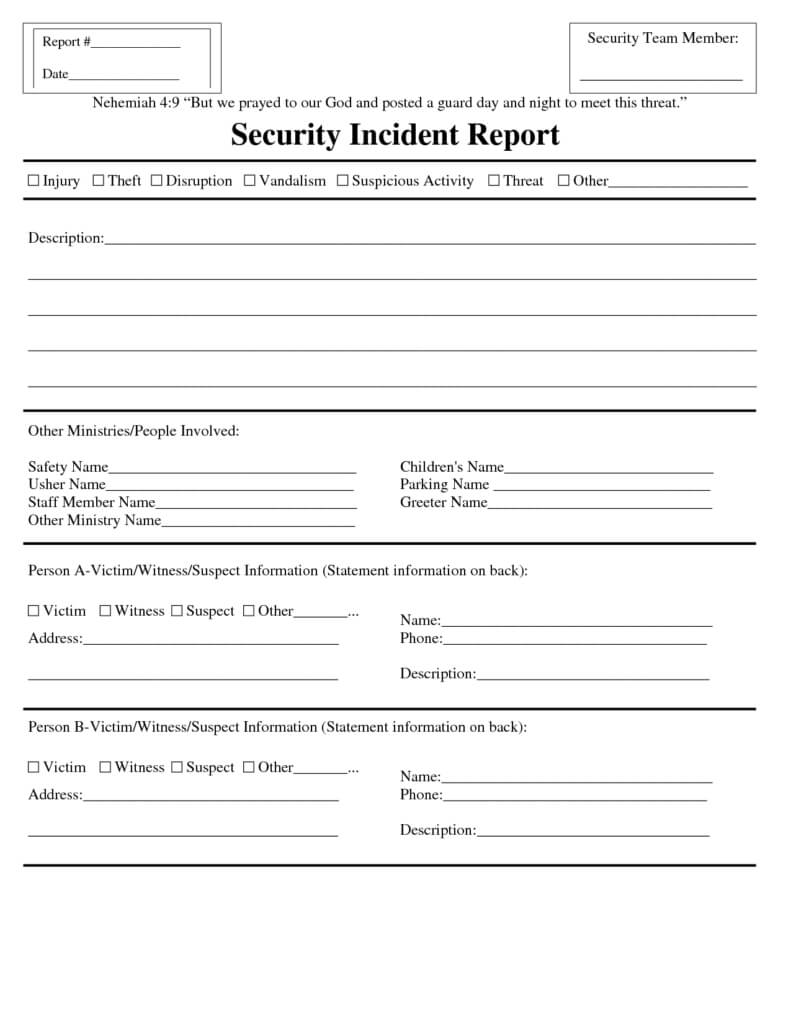 Security Incident Report Form Sample Template Word Response With Regard To Incident Report Form Template Doc