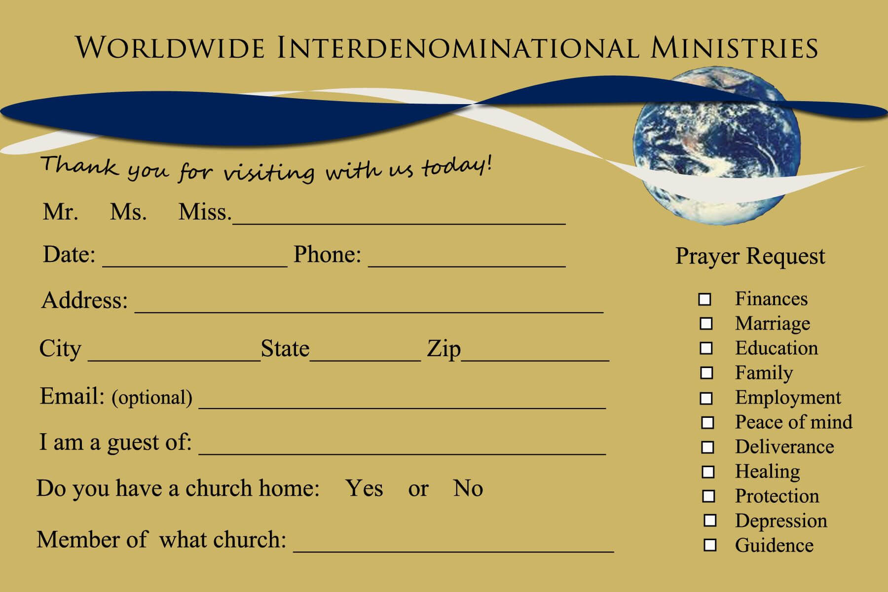 Send Your First Time Church Visitor A Followup Letter Regarding Church Visitor Card Template