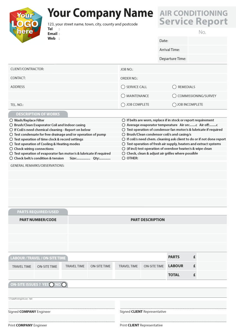 Service Report Template Artwork For Carbonless Ncr Printing Inside Check Out Report Template