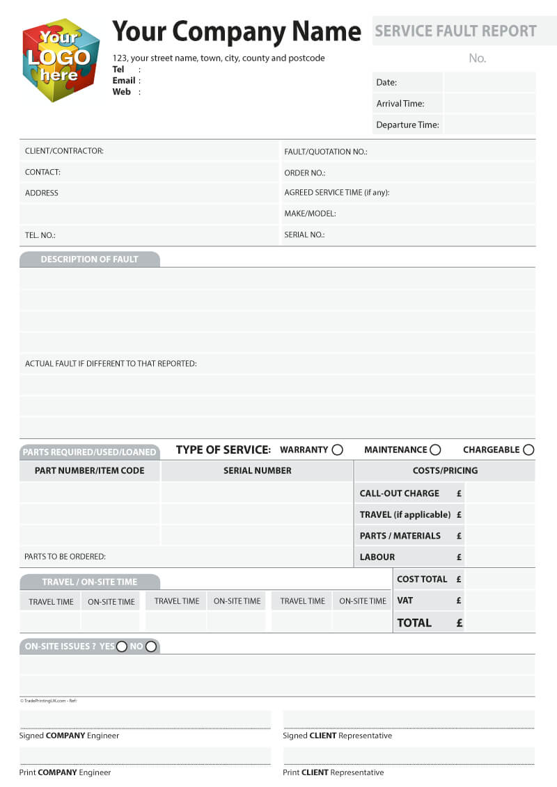 Service Report Template Artwork For Carbonless Ncr Printing Throughout What Is A Report Template