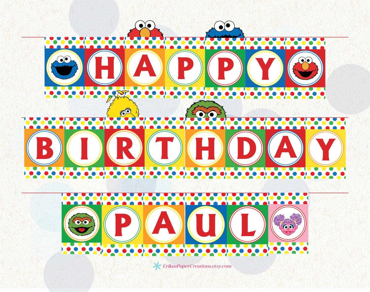 Sesame Street Printable Birthday Banner With Name Throughout Sesame Street Banner Template