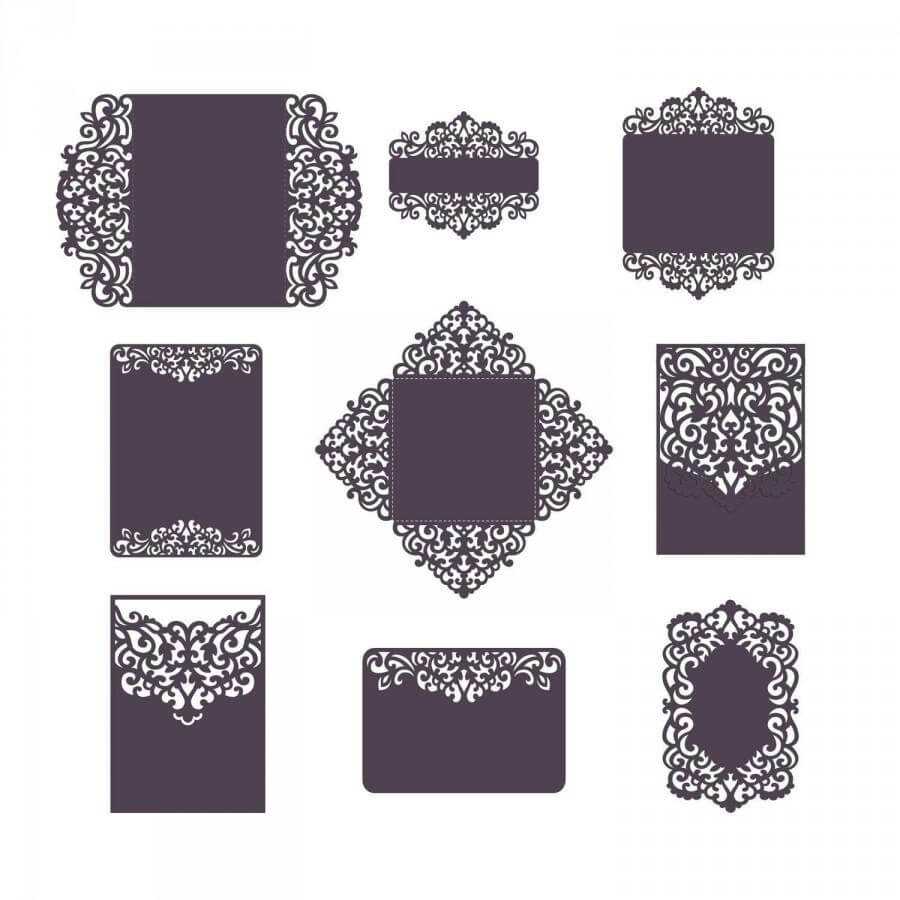 Set Laser Cut Wedding Invitation Templates Card / Envelope Pertaining To Silhouette Cameo Card Templates