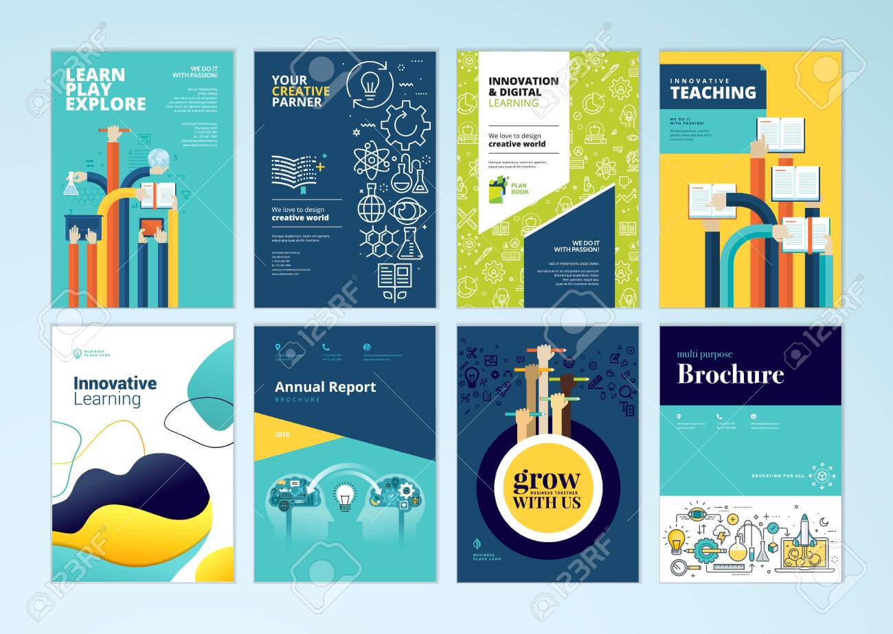 Set Of Brochure Design Templates On The Subject Of Education,.. Inside School Brochure Design Templates