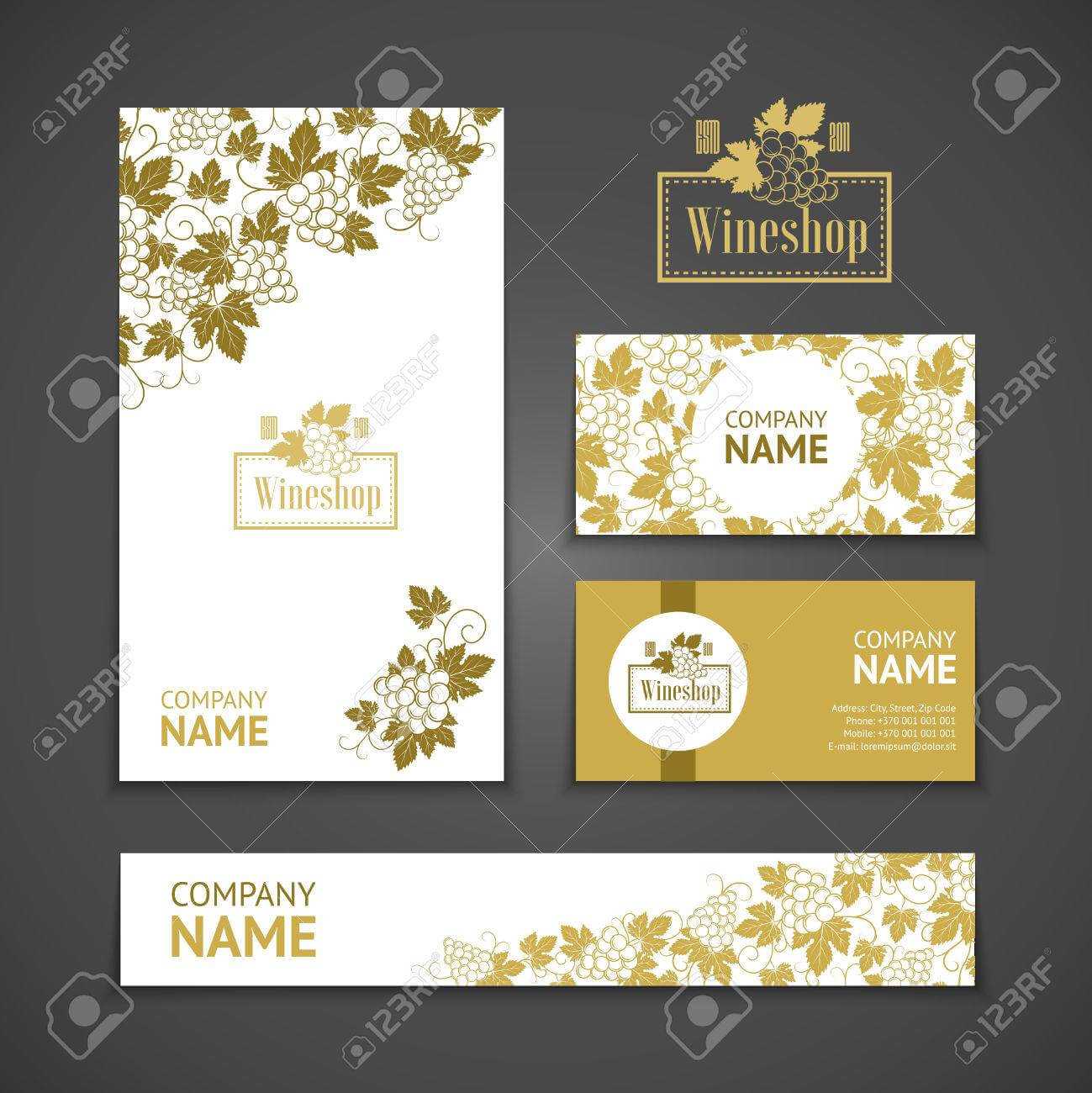 Set Of Business Cards. Templates For Wine Company In Company Business Cards Templates