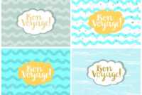 Set Of Four Cards, Vector Templates. Bon Voyage. regarding Bon Voyage Card Template