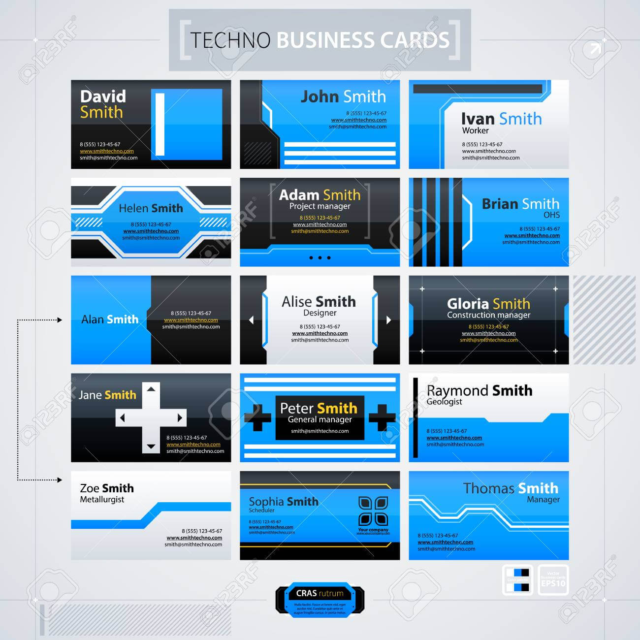 Set Of Modern Business Cards Templates. Futuristic Techno Business.. Throughout Advertising Cards Templates