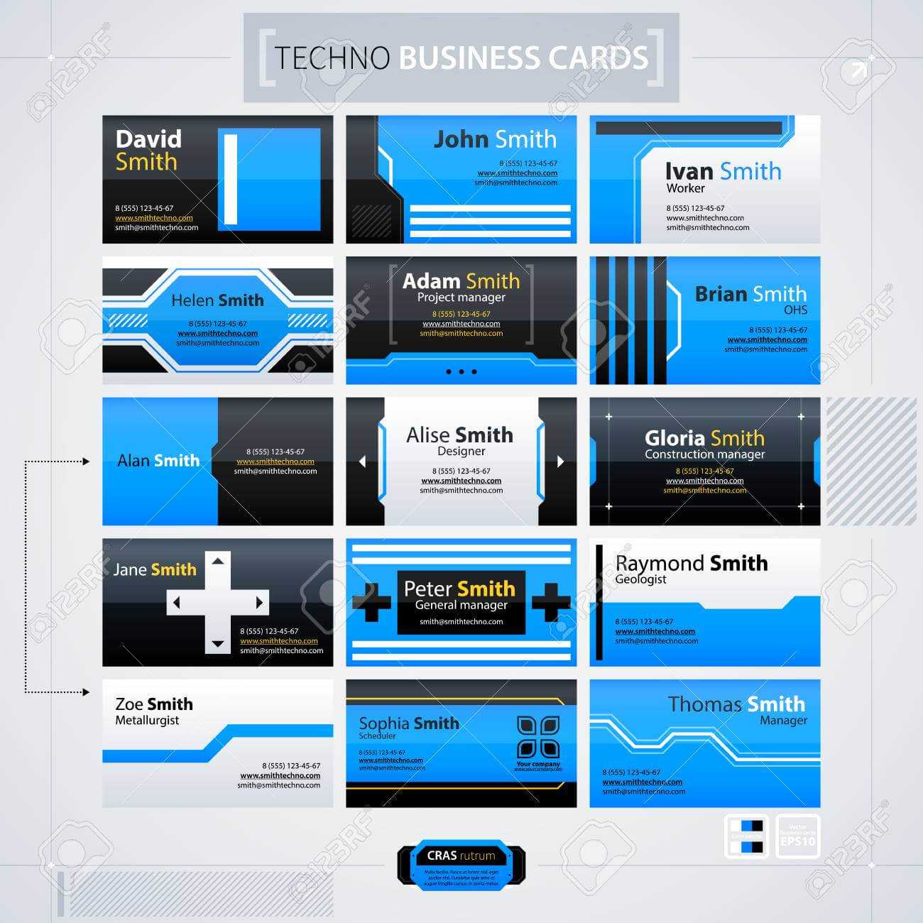 Set Of Modern Business Cards Templates. Futuristic Techno Business.. Throughout Advertising Cards Templates