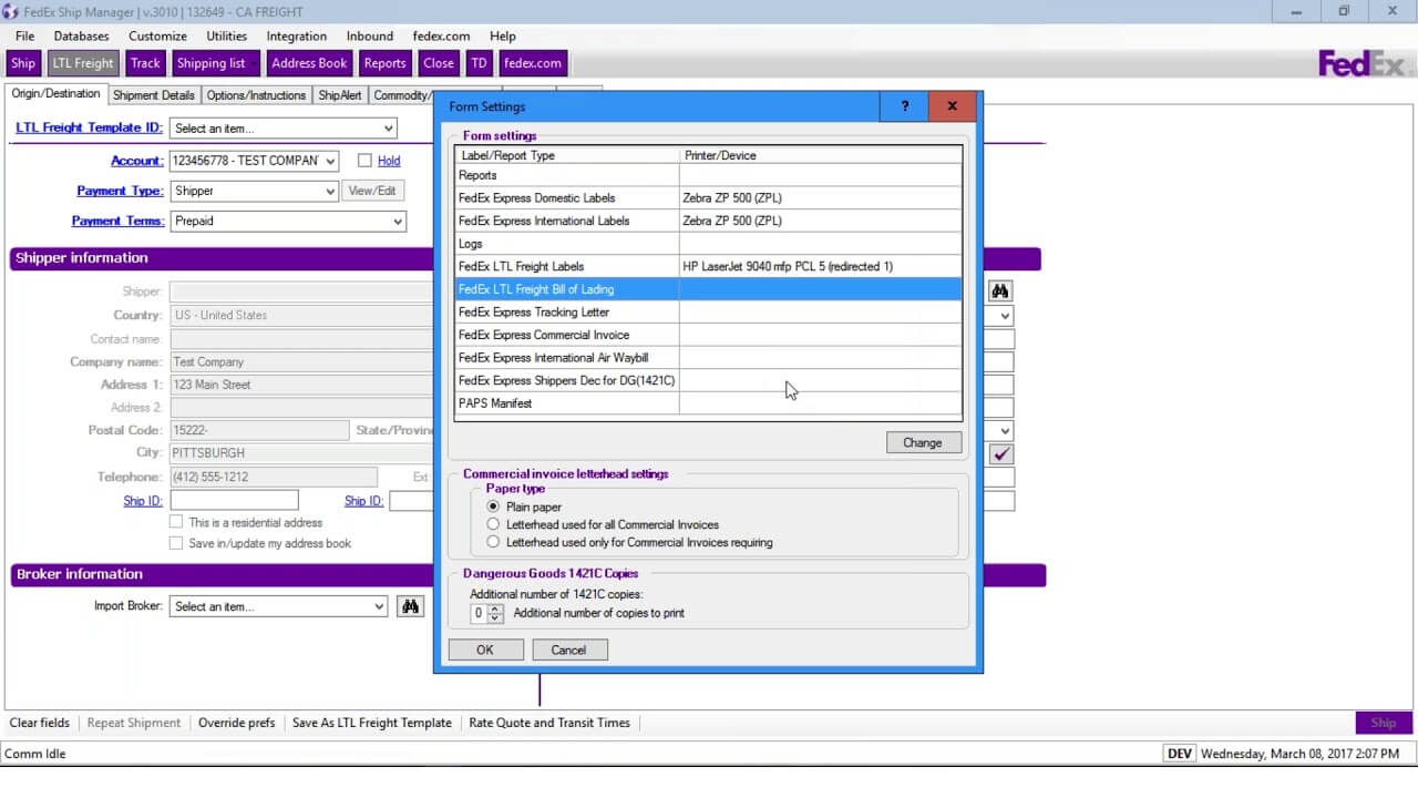 Set Up Your Printer With Fedex Ship Manager Software Within Fedex Label Template Word