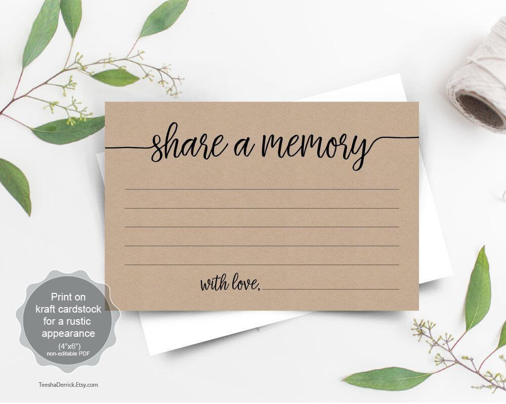 Share A Memory Card Template, Funeral Memory Card, Instant Pertaining To In Memory Cards Templates