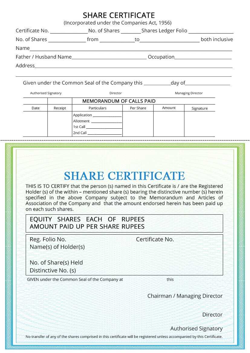 Share Certificate – Indiafilings Within Share Certificate Template Companies House